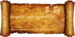 Bogdányi Szeráf névjegykártya